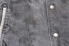 画像8: 90s カナダ製 international DENIM ツートン 切り替え ブラック×グレーデニムスタジャン L (8)