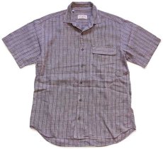 画像1: 80s イタリア製 RICHARDSON チェック 半袖 リネン×コットンシャツ 15.5 (1)