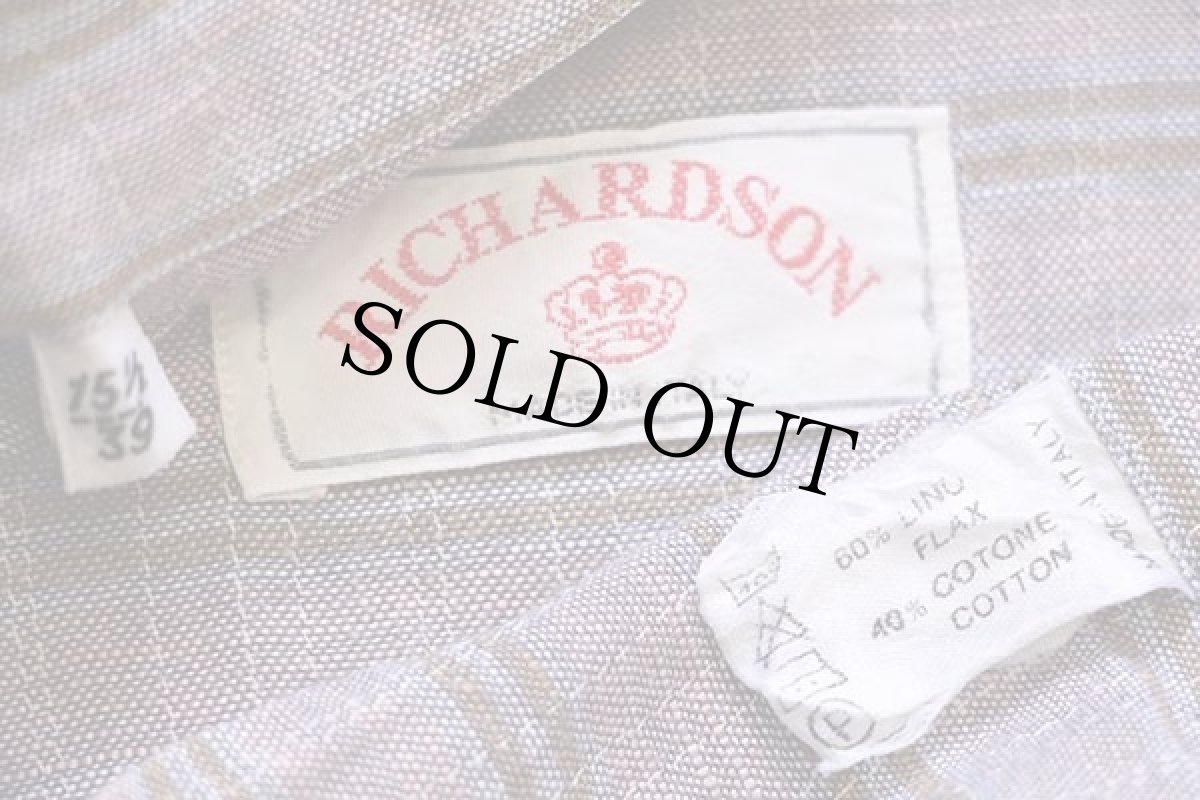 画像4: 80s イタリア製 RICHARDSON チェック 半袖 リネン×コットンシャツ 15.5 (4)