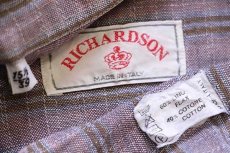 画像4: 80s イタリア製 RICHARDSON チェック 半袖 リネン×コットンシャツ 15.5 (4)