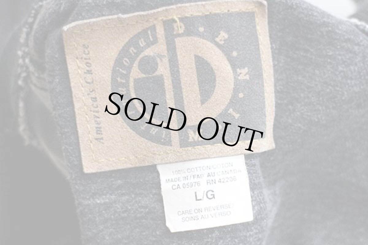 画像4: 90s カナダ製 international DENIM ツートン 切り替え ブラック×グレーデニムスタジャン L (4)