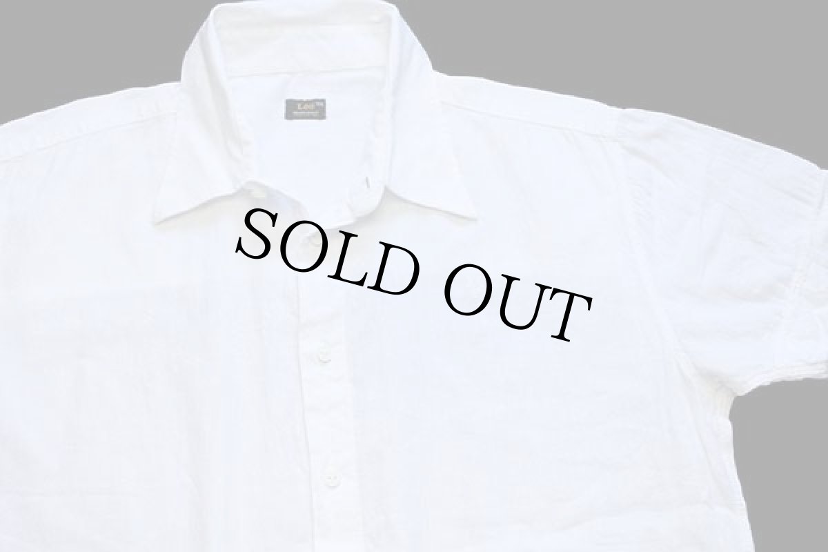 画像3: Leeリー ワンポイント ロゴ刺繍 半袖 リネンシャツ 白★ユーロ (3)