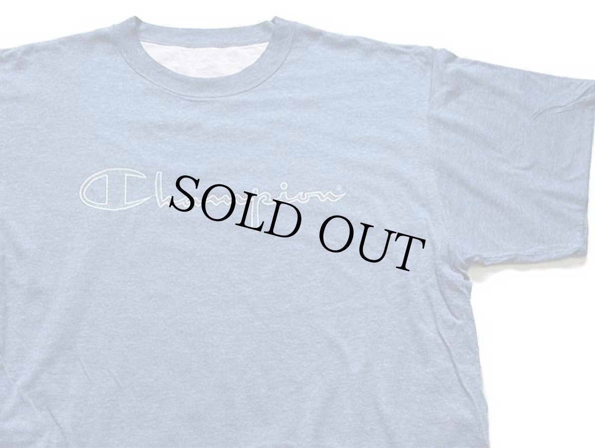 画像5: 90s Championチャンピオン スクリプト ビッグロゴ リバーシブルTシャツ 杢ブルー×杢ライトグレー (5)