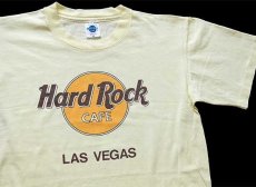 画像1: 90s USA製 Hard Rock CAFE ハードロック カフェ LAS VEGAS コットンTシャツ 薄黄 M (1)