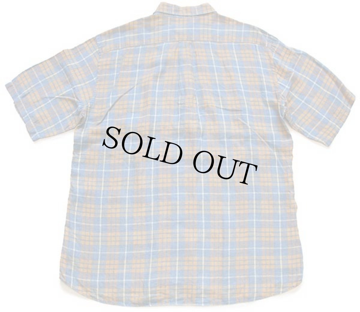 画像2: 80s イタリア製 UNKNOWN タータンチェック ボタンダウン 半袖 リネンシャツ L (2)