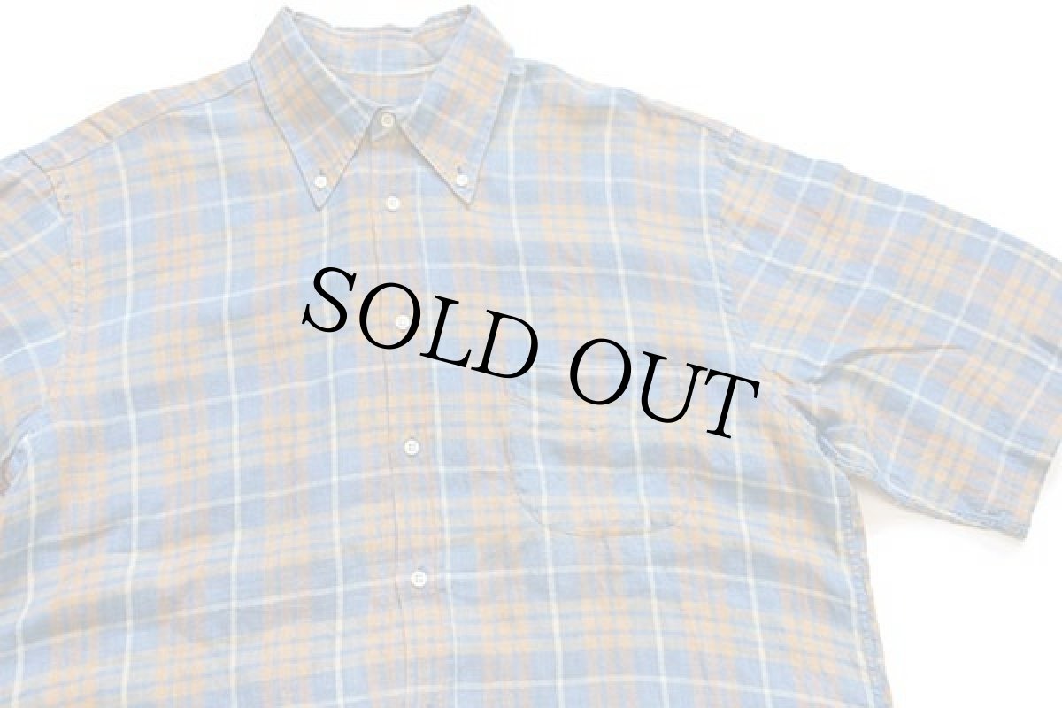 画像3: 80s イタリア製 UNKNOWN タータンチェック ボタンダウン 半袖 リネンシャツ L (3)