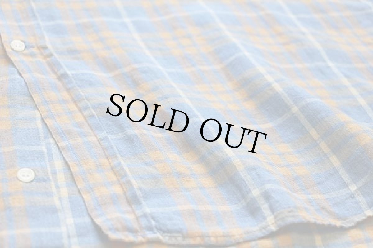 画像6: 80s イタリア製 UNKNOWN タータンチェック ボタンダウン 半袖 リネンシャツ L (6)