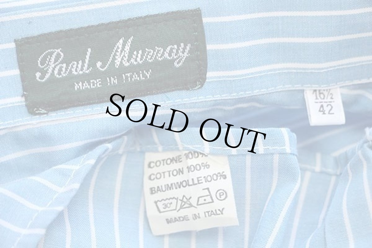 画像4: 90s イタリア製 Paul Murray ストライプ コットンシャツ サックス×ホワイト 16.5 (4)