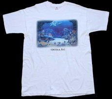 画像2: 90s USA製 TORTOLA, B.V.I. イルカ 熱帯魚 アート コットンTシャツ 白 XL (2)