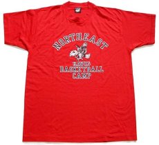 画像2: デッドストック★90s USA製 NORTHEAST HAWKS BASKETBALL CAMP Tシャツ 赤 XL (2)