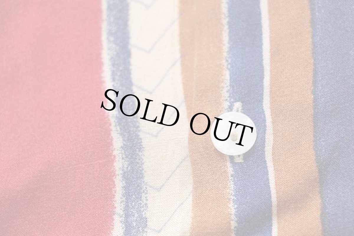 画像5: 90s イタリア製 VALERIO VALERI ランダムストライプ 半袖 レーヨンシャツ M (5)