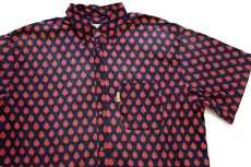 画像3: 90s フランス製 Les Olivades 総柄 ボタンダウン 半袖 コットンシャツ 黒×赤 6 (3)
