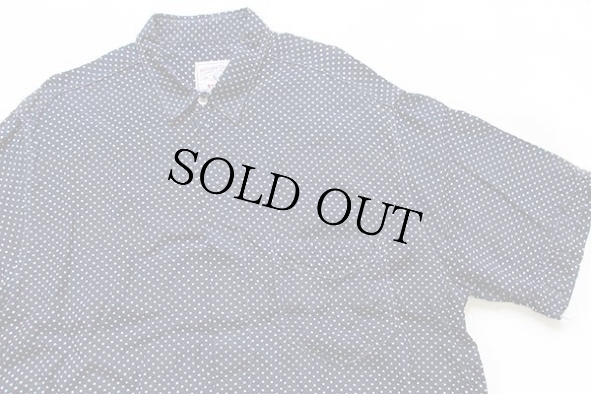 画像3: 90s イタリア製 AZZURRA ドット柄 比翼 半袖 レーヨンシャツ 紺×白 XL (3)