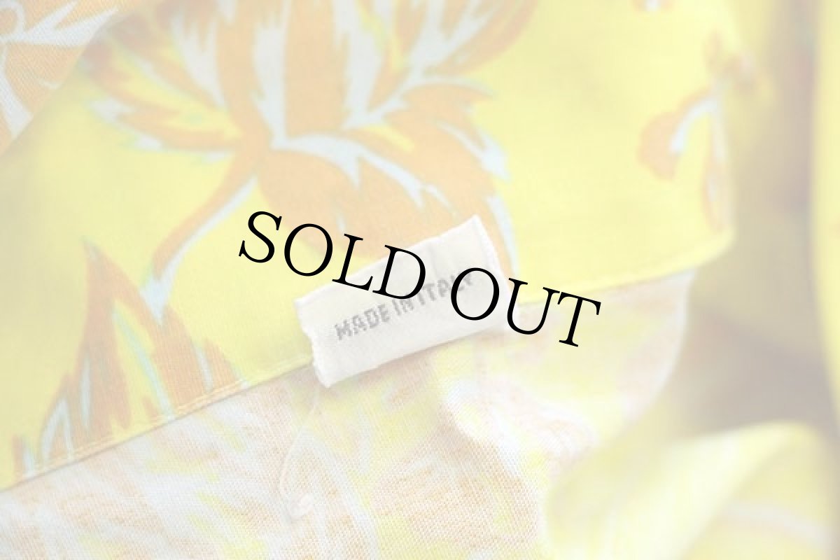 画像5: 80s イタリア製 IMEC UOMO ボタニカル柄 半袖 コットン オープンカラーシャツ 黄 (5)