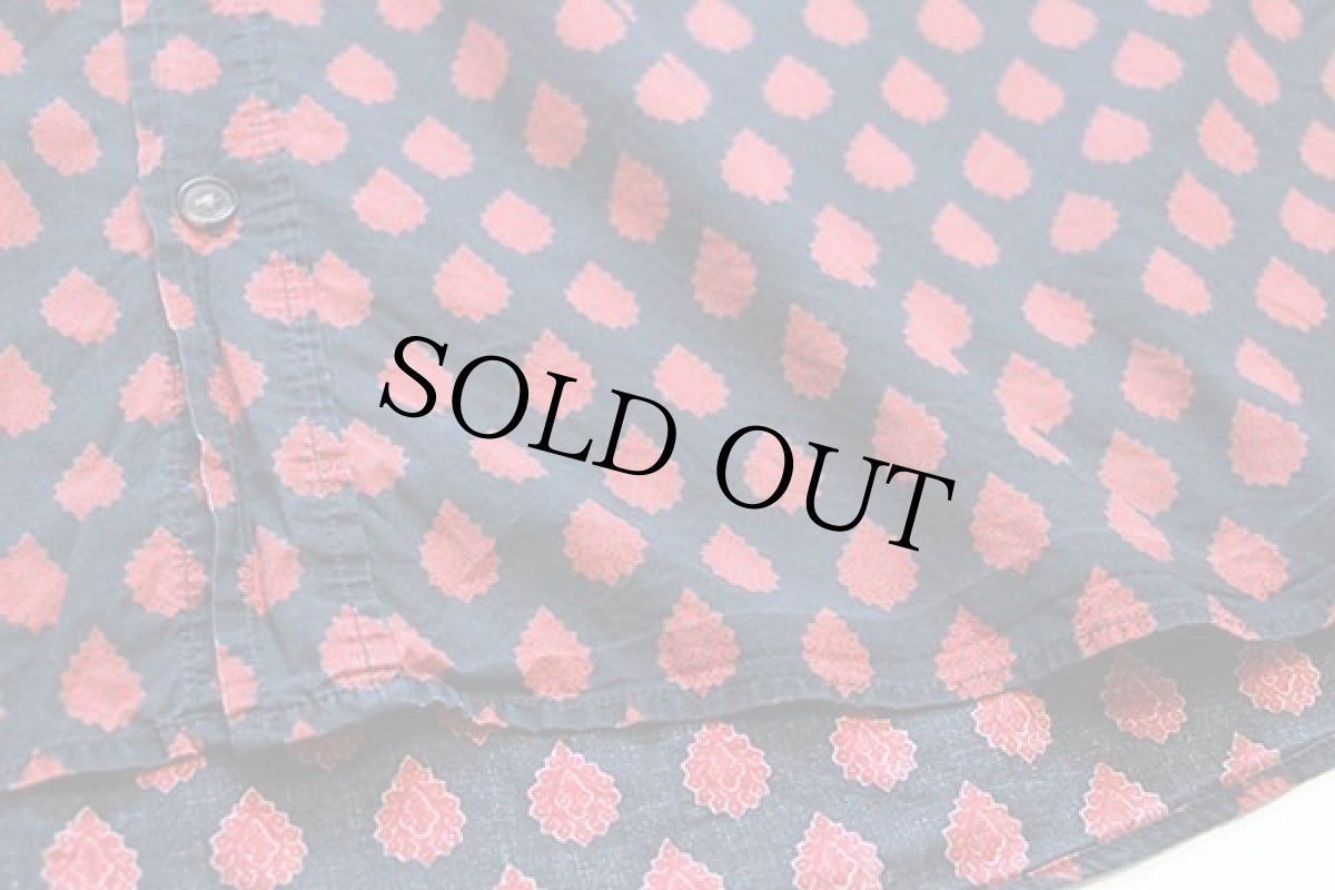 画像6: 90s フランス製 Les Olivades 総柄 ボタンダウン 半袖 コットンシャツ 黒×赤 6 (6)