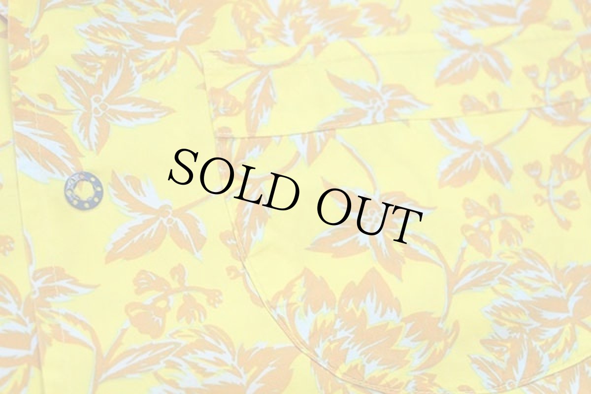 画像6: 80s イタリア製 IMEC UOMO ボタニカル柄 半袖 コットン オープンカラーシャツ 黄 (6)