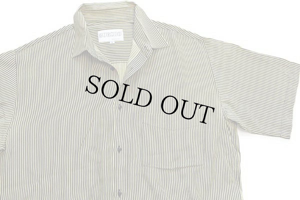 画像3: 80s イタリア製 BURCHO ストライプ 半袖 レーヨンシャツ 黒×黄 L (3)