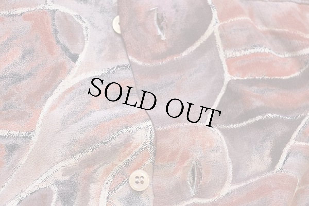 画像5: 80s イタリア製 Meet Again アート 総柄 半袖 レーヨンシャツ XL (5)