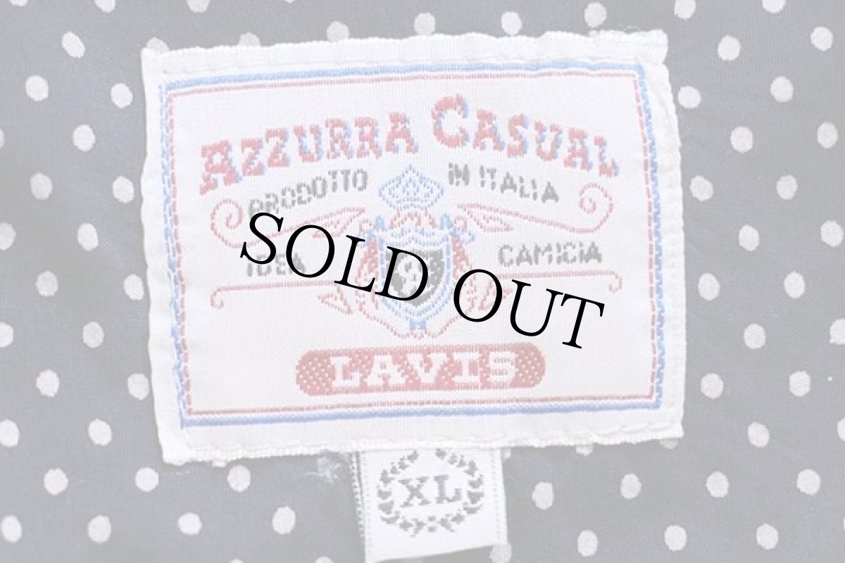 画像4: 90s イタリア製 AZZURRA ドット柄 比翼 半袖 レーヨンシャツ 紺×白 XL (4)