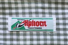 画像4: 90s Alphorn ギンガムチェック チロリアン オックスフォード コットンシャツ 薄緑×白 (4)