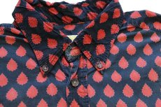画像5: 90s フランス製 Les Olivades 総柄 ボタンダウン 半袖 コットンシャツ 黒×赤 6 (5)