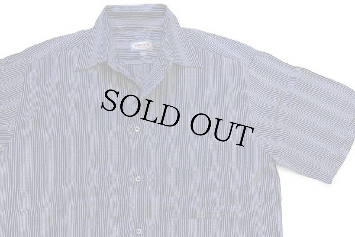 画像3: 90s イタリア製 TIPO'S 総柄 半袖 レーヨンシャツ 紺×白 L (3)