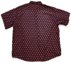 画像2: 90s フランス製 Les Olivades 総柄 ボタンダウン 半袖 コットンシャツ 黒×赤 6 (2)