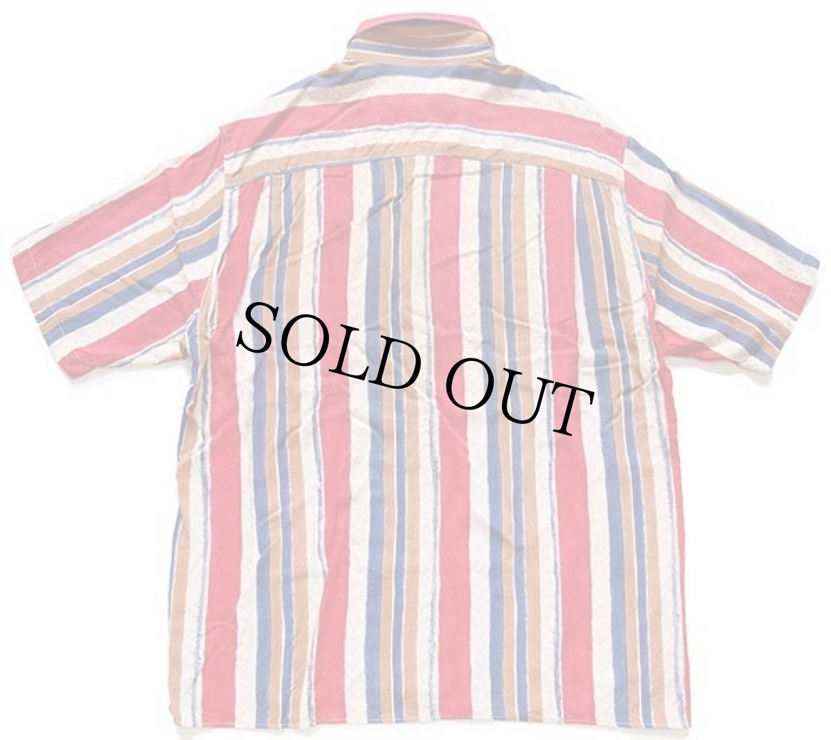 画像2: 90s イタリア製 VALERIO VALERI ランダムストライプ 半袖 レーヨンシャツ M (2)