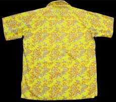 画像2: 80s イタリア製 IMEC UOMO ボタニカル柄 半袖 コットン オープンカラーシャツ 黄 (2)