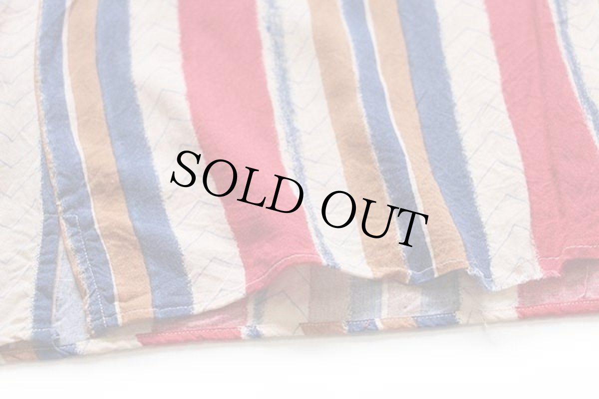 画像6: 90s イタリア製 VALERIO VALERI ランダムストライプ 半袖 レーヨンシャツ M (6)