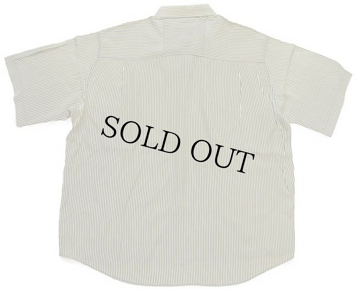 画像2: 80s イタリア製 BURCHO ストライプ 半袖 レーヨンシャツ 黒×黄 L (2)