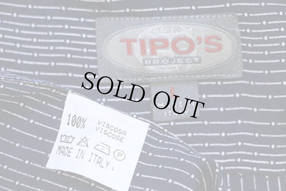 画像4: 90s イタリア製 TIPO'S 総柄 半袖 レーヨンシャツ 紺×白 L (4)