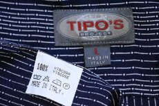 画像4: 90s イタリア製 TIPO'S 総柄 半袖 レーヨンシャツ 紺×白 L (4)