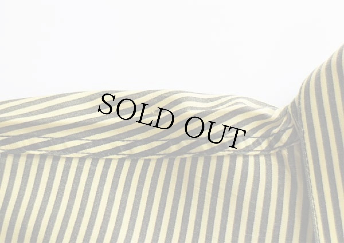 画像7: 80s イタリア製 BURCHO ストライプ 半袖 レーヨンシャツ 黒×黄 L (7)