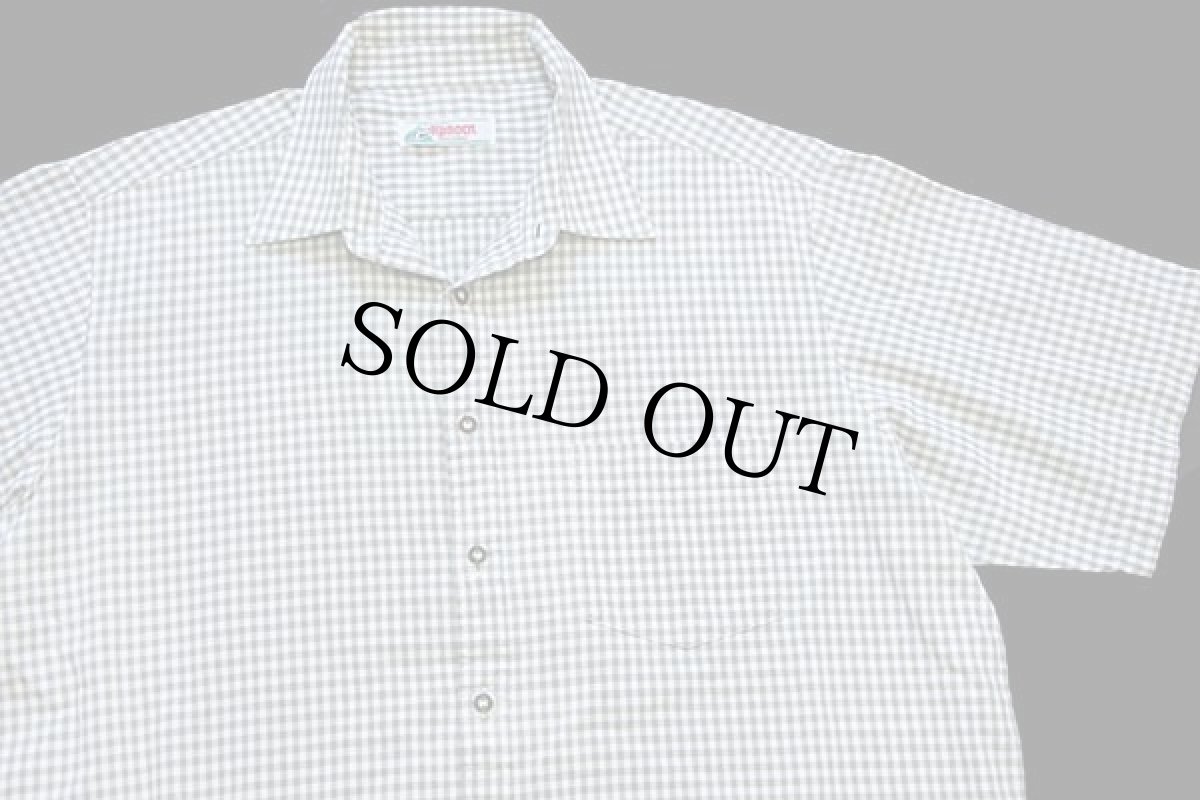 画像3: 90s Alphorn ギンガムチェック チロリアン オックスフォード コットンシャツ 薄緑×白 (3)