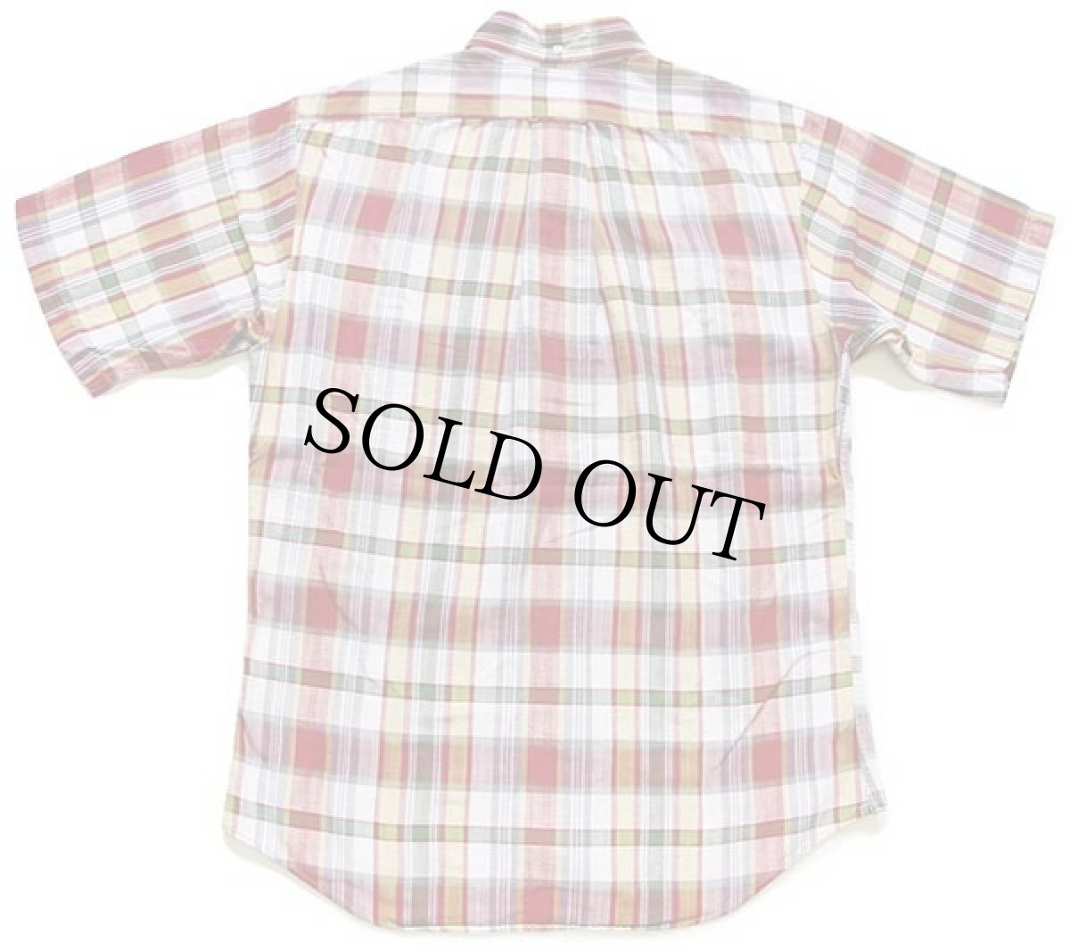 画像2: 60s UNKNOWN マドラスチェック 三点留め ボタンダウン 半袖 コットンシャツ (2)