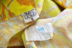 画像4: 80s イタリア製 IMEC UOMO ボタニカル柄 半袖 コットン オープンカラーシャツ 黄 (4)