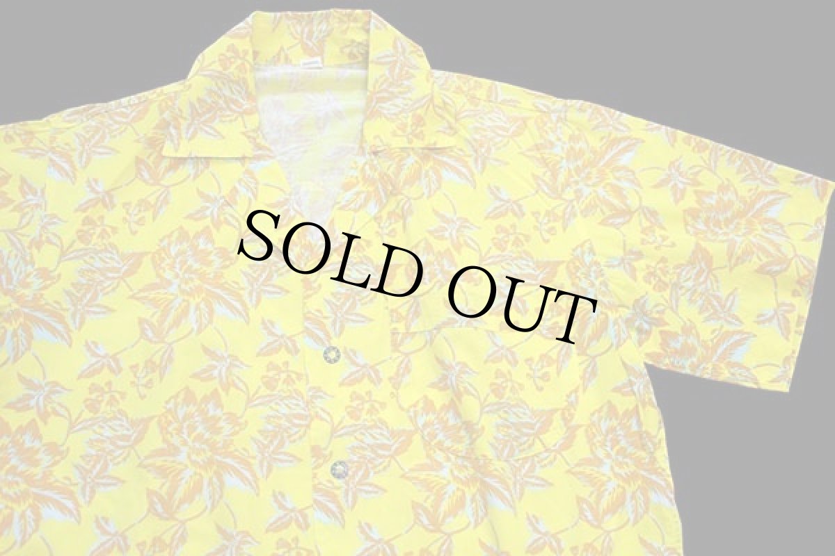 画像3: 80s イタリア製 IMEC UOMO ボタニカル柄 半袖 コットン オープンカラーシャツ 黄 (3)