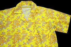 画像3: 80s イタリア製 IMEC UOMO ボタニカル柄 半袖 コットン オープンカラーシャツ 黄 (3)