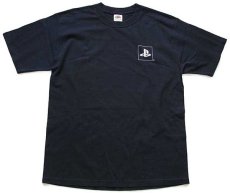 画像2: 00s PLAYSTATION 2 ロゴ 両面プリント アート コットンTシャツ 黒 M (2)