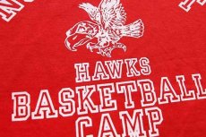 画像5: デッドストック★80s USA製 RUSSELLラッセル NORTHEAST HAWKS BASKETBALL CAMP マスコット Tシャツ 赤 XL★D (5)