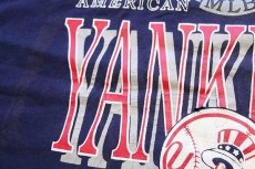 画像6: 90s USA製 MLB NEW YORK YANKEES ニューヨーク ヤンキース コットンTシャツ ナス紺 L (6)