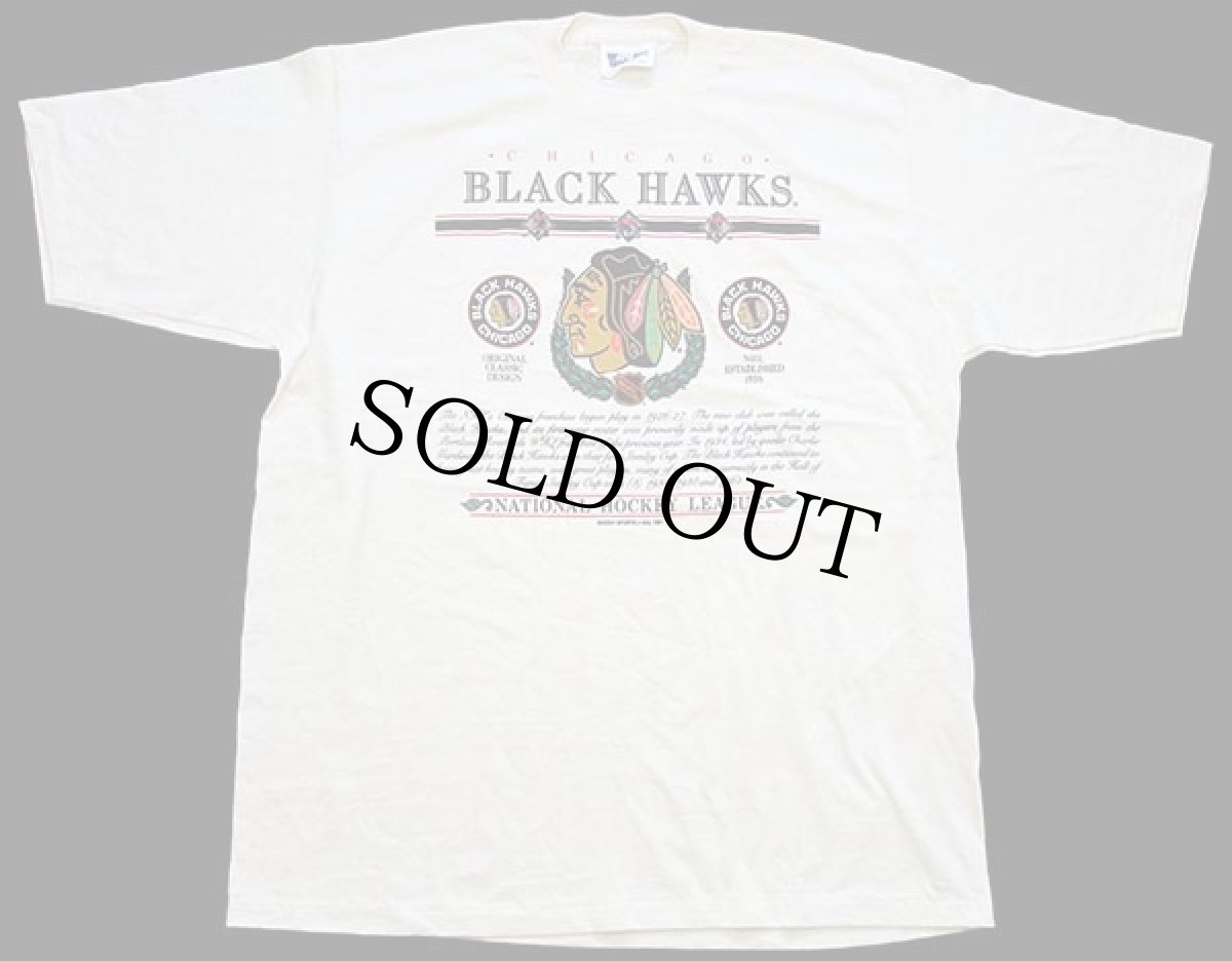 画像2: 90s カナダ製 NHL CHICAGO BLACK HAWKS コットンTシャツ 生成り XL (2)