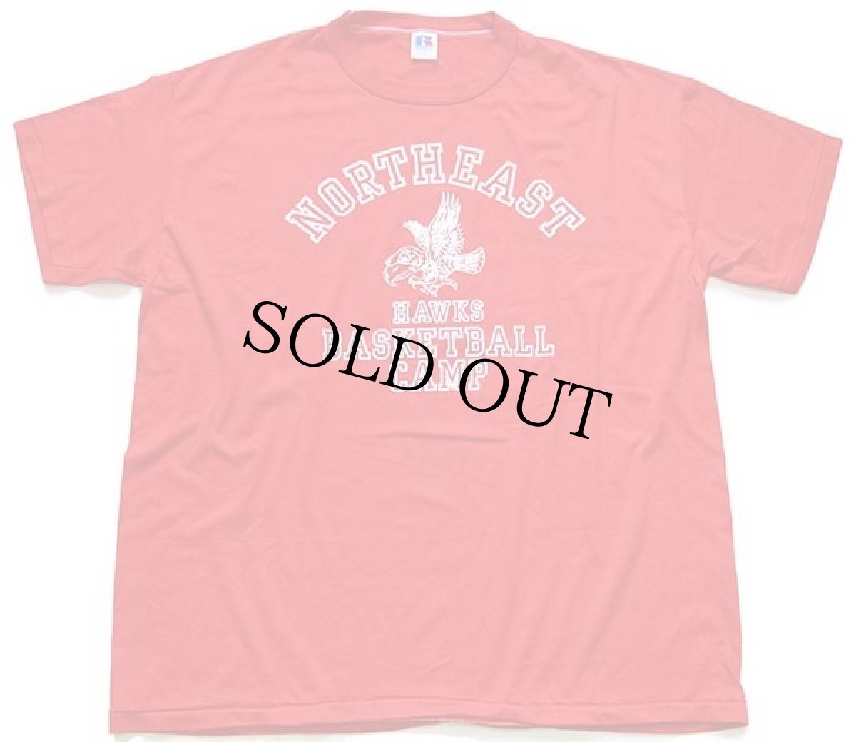画像2: デッドストック★80s USA製 RUSSELLラッセル NORTHEAST HAWKS BASKETBALL CAMP マスコット Tシャツ 赤 XL★D (2)