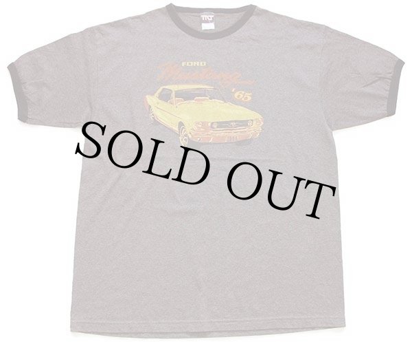 90s USA製 FORDフォード Mustang 65 リンガーTシャツ 杢ブラウン