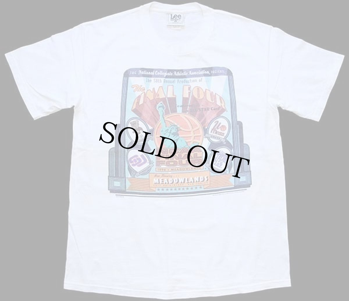 画像2: 90s USA製 Leeリー NCAA FINAL FOUR 1996 MEADOWLANDS 自由の女神 コットンTシャツ 白 L (2)