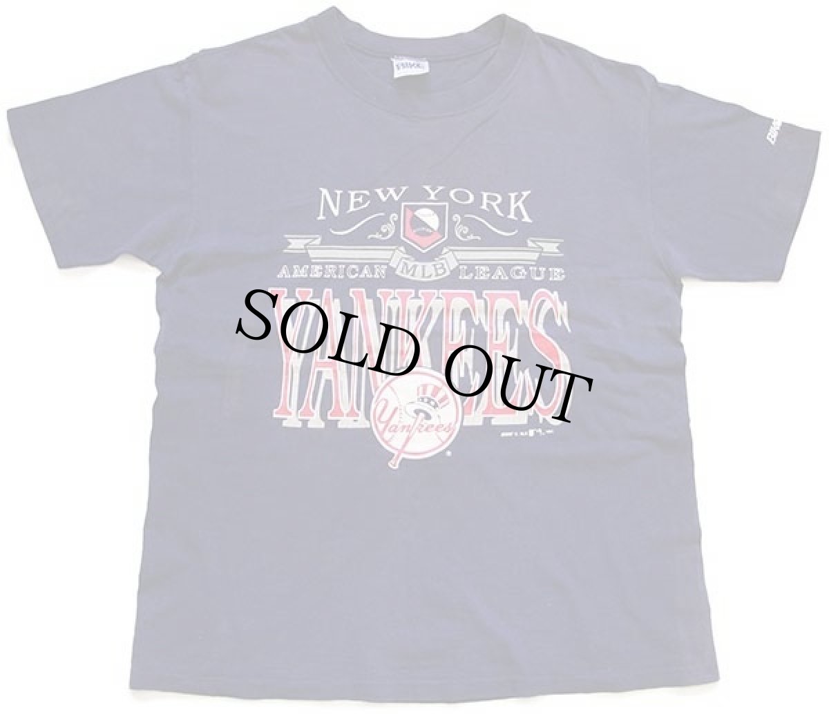 画像2: 90s USA製 MLB NEW YORK YANKEES ニューヨーク ヤンキース コットンTシャツ ナス紺 L (2)