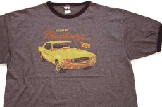 画像1: 90s USA製 FORDフォード Mustang 65 リンガーTシャツ 杢ブラウン×焦げ茶 XL (1)