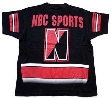 画像3: 90s USA製 PRO PLAYER NBC SPORTS ビッグロゴ 両面プリント コットンTシャツ 黒 XL (3)