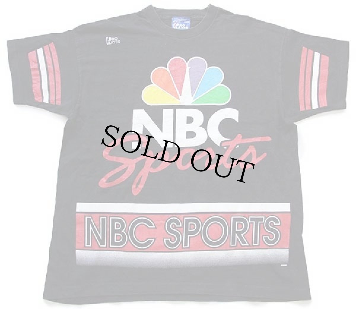 画像2: 90s USA製 PRO PLAYER NBC SPORTS ビッグロゴ 両面プリント コットンTシャツ 黒 XL (2)